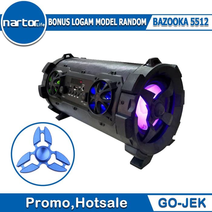 NARTOR Bazooka 5512 Speaker Bluetooth SUPER BASS VS EDIFIER size JUMBO - Hitam