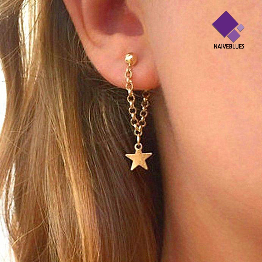 Anting Stud Rantai Liontin Bintang Untuk Wanita