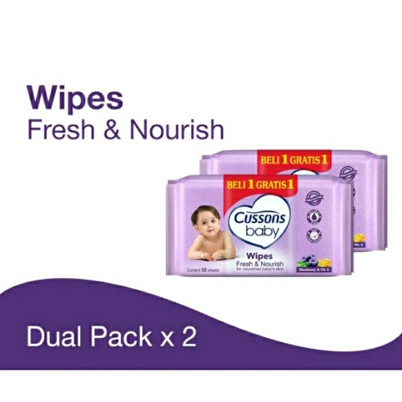 CUSSONS BABY Wipes Fresh &amp; Nourish 45's Buy 1 Get 1