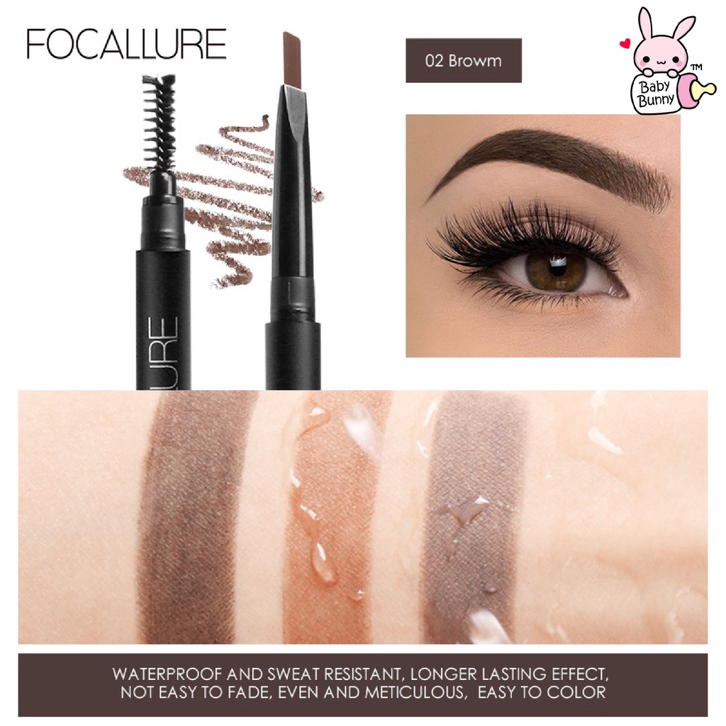 ❤ BELIA ❤ FOCALLURE Auto Brows Pen FA18 | Waterproof Long-Lasting Eyebrow Pencil - 3 Colours Pensil alis | BPOM