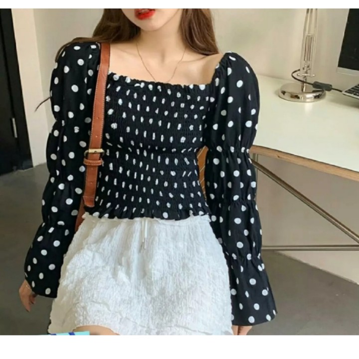 FWG - BLOUSE ARUMI / BAJU BLOUSE WANITA MOTIF POLKADOT / BLOUSE SABRINA POLKADOT