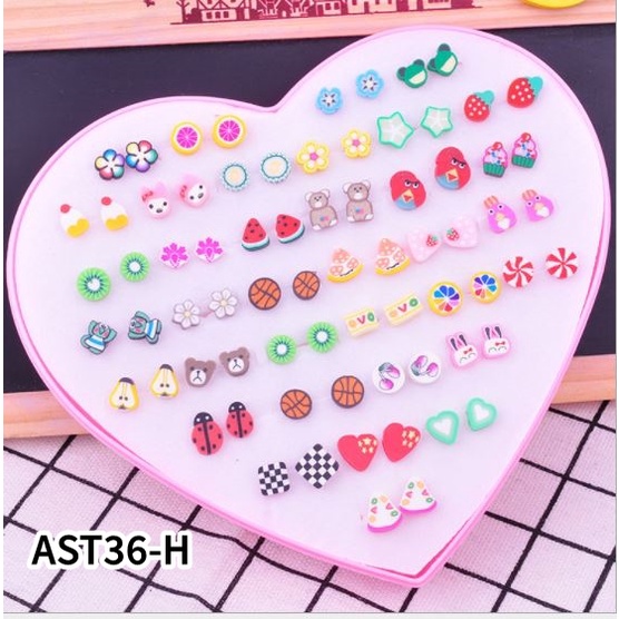 Anting SET 36 Tusuk Berbagai Bentuk Women Earrings Set-H