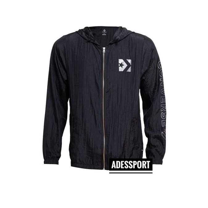 JAKET PARASUT TRACK HOODIE CONVERSE BLACK ORIGINAL