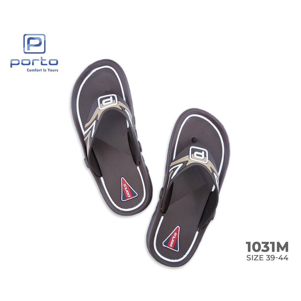 1031M - Porto Leveling Sandal Jepit Karet Pria Remaja Rumahan Nyaman Anti Licin Terbaru