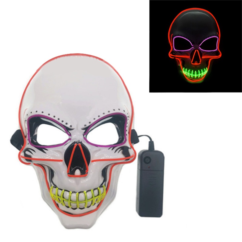 Zzz Lampu LED EL Wire Bentuk Tengkorak Seram Untuk Kostum Halloween