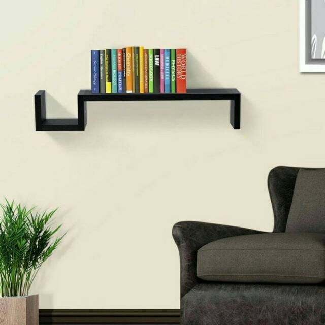 Jual Floating Shelf Ambalan Model S Rak Buku Melayang | Shopee Indonesia