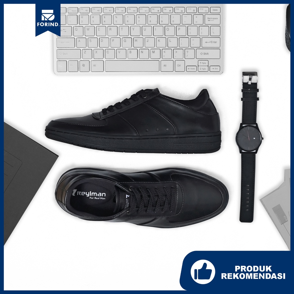 Adaptive Full Black | Sepatu Hitam Casual Sneakers Kasual Polos Original Pria Cowok Footwear New | Reyl FORIND