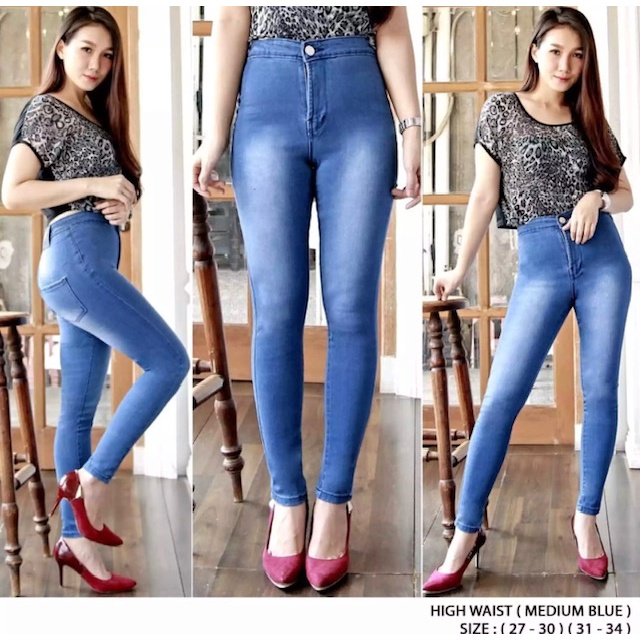 CELANA JEANS KANCING 5 STRECTH HW //CELANA JEANS HIGWAIST WANITA