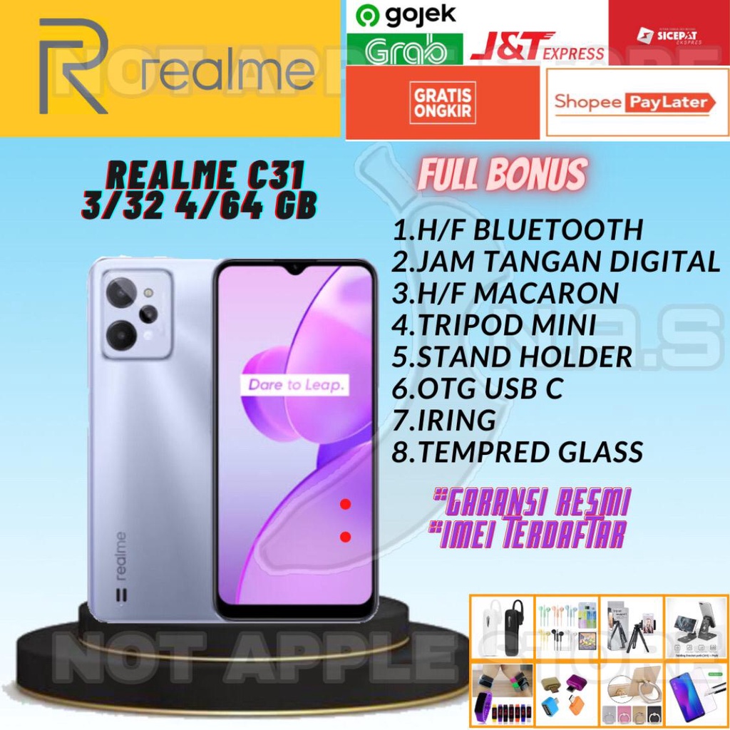 REALME C31 RAM 3/32GB 4/64GB NEW BARU GARANSI RESMI