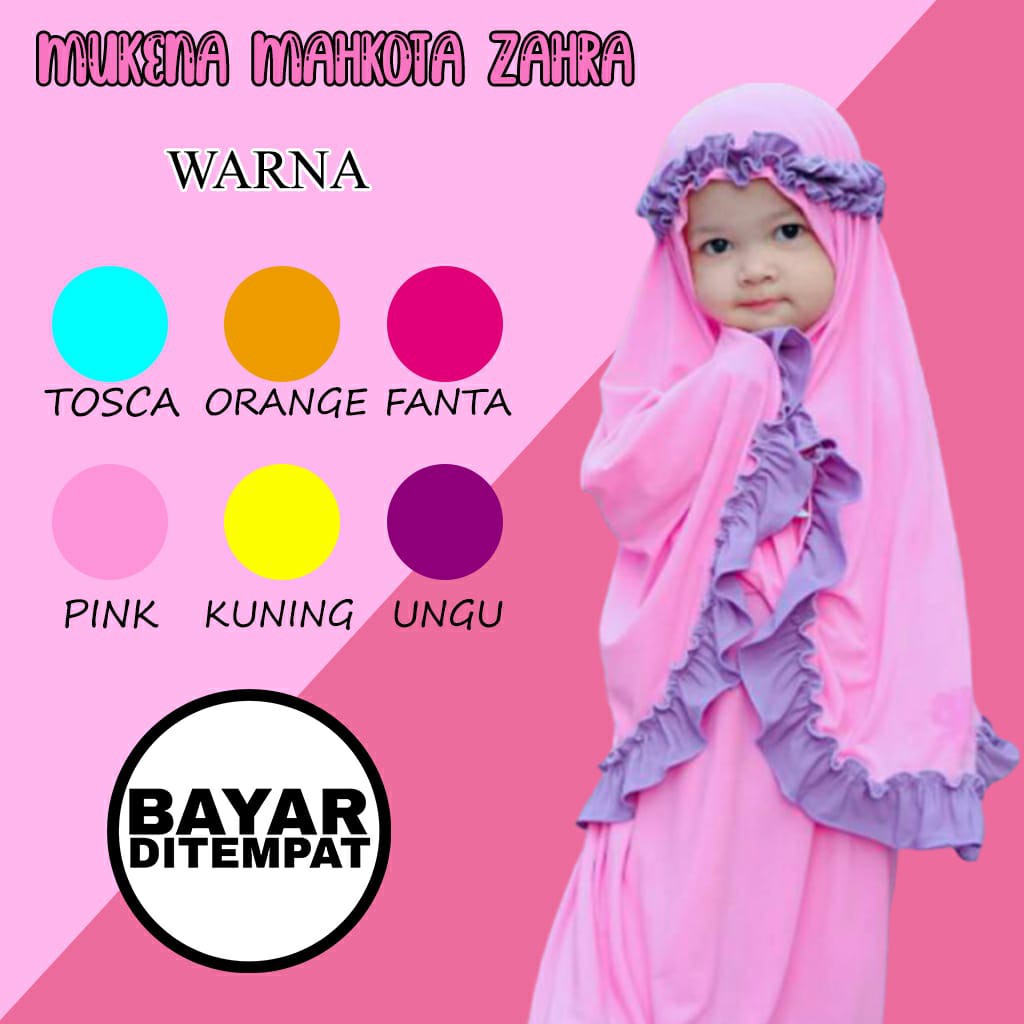 mukena anak / TK / PAUD / allsize 2-5 tahun / MUKENA MAHKOTA ZAHRA