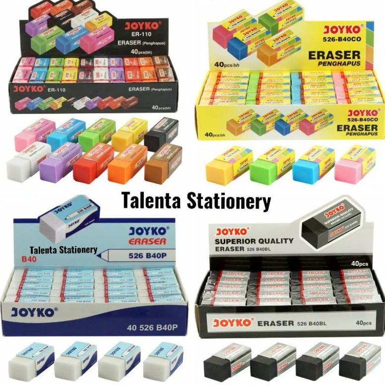 

[(BAYAR DITEMPAT) Penghapus Pensil Kecil Putih / Hitam / Warna Grosir 40 Pcs