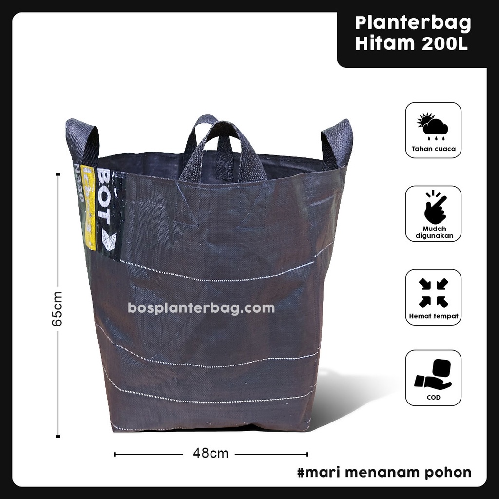 Planterbag 200 Liter Growing Bag Tanaman Besar Pot Berdiri Ukuran Jumbo Polybag 65x65 Cm