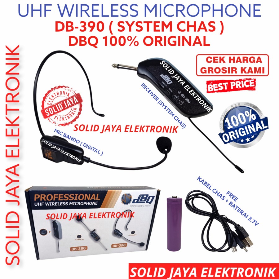 MIC MICROPHONE DBQ DB-390 WIRELESS DB390 DB390 BANDO WIRELES CHAS MIK MIKROPON MIKROPONE WIRE LESS UHF TANPA KABEL WAIRLES DBQ ORI ASLI ORIGINAL