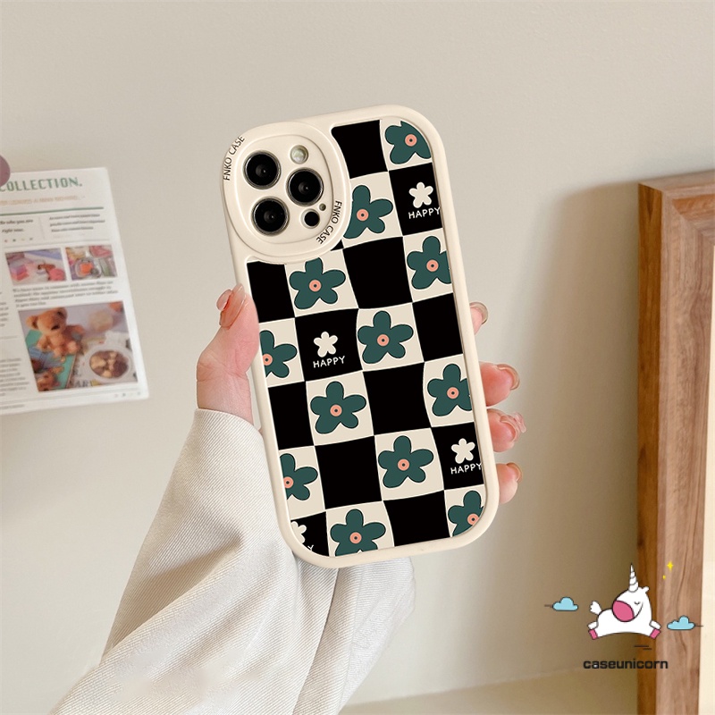 IPHONE Kompatibel Untuk Iphone7 8plus 6 6s Plus 11 13 12 14 Pro MAX XR X XS MAX Se2020 8plus 7plus Fashion Kotak-Kotak Bunga TPU Soft Phone Case Flower Cover