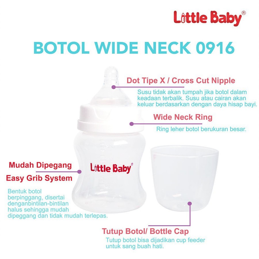 Botol Susu Bayi Little Baby Wide Neck 0916 150ml Isi 2pcs