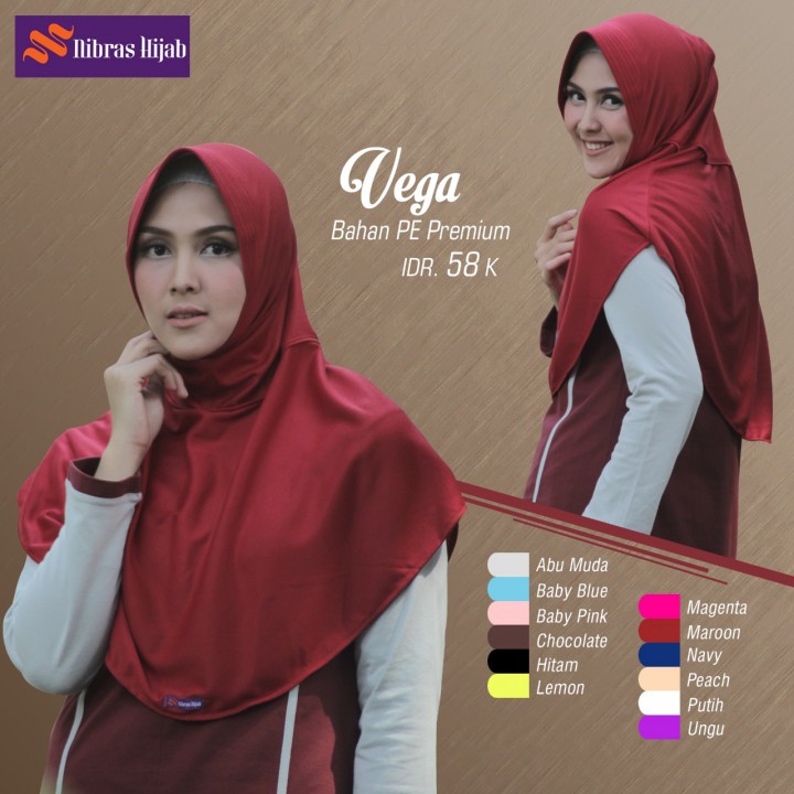 ORIGINAL NIBRAS HIJAB VEGA BERGO PAD JILBAB KERUDUNG INSTAN BRANDED