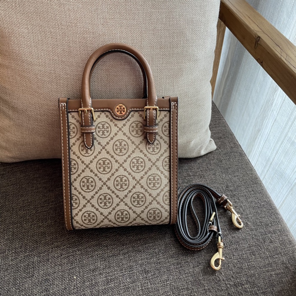 TAS WANITA SELEMAPANG BAHU TORY BURCH T - MONOGRAM JACQUARD MINI N/S TOTE (87146)