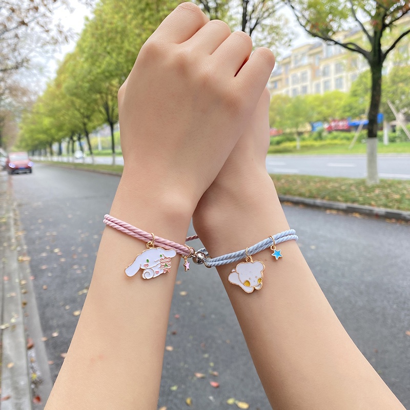 (2 pcs)kartun lucu gelang couple busana sederhana gaya Korea