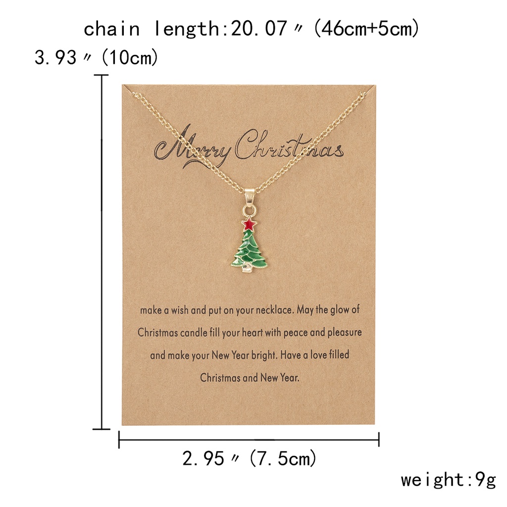 Christmas wishing painting oil paper card men and women lucky necklace Korean fashion jewelry holiday wear best accessories factory wholesale in stock