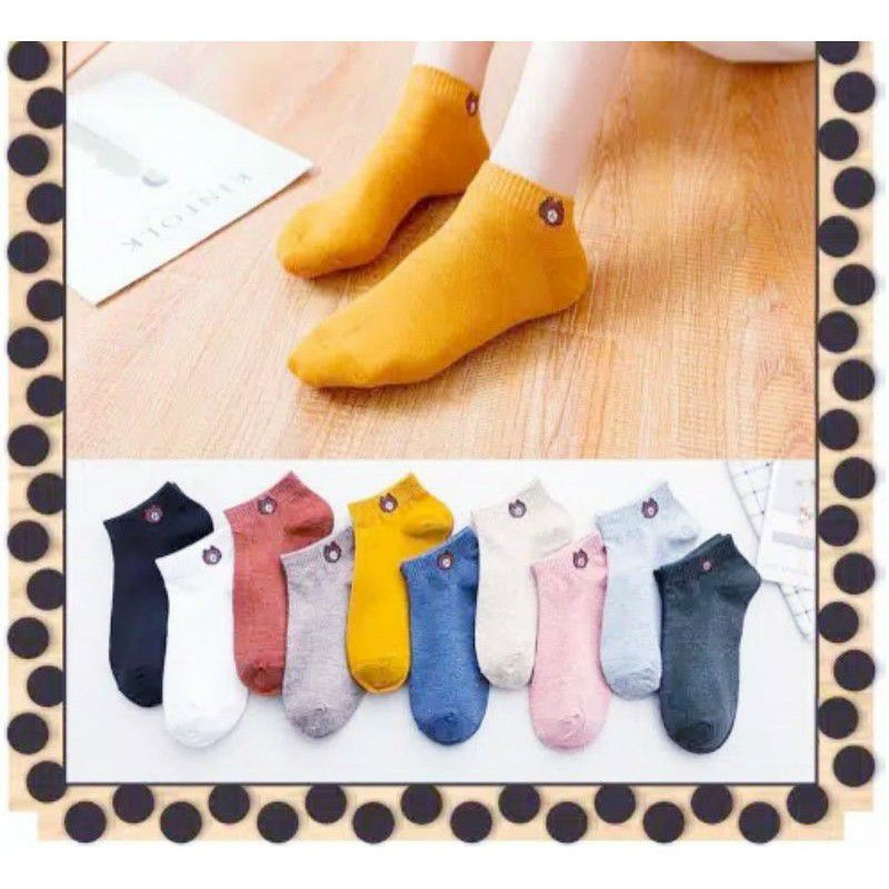 Kaos kaki fashion unisex motif line brown wanita pria