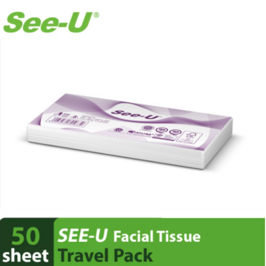 ★ BB ★ See-U Tissue Eco Purple Travel Pack 50 Sheets - Tisu Wajah - Serbaguna