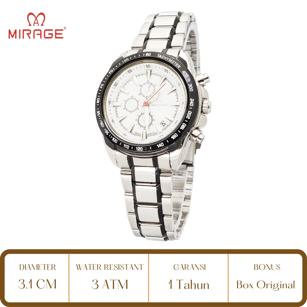 Mirage Watch Official Jam Tangan Wanita Mirage Silver 8305 List Hitam BRP L