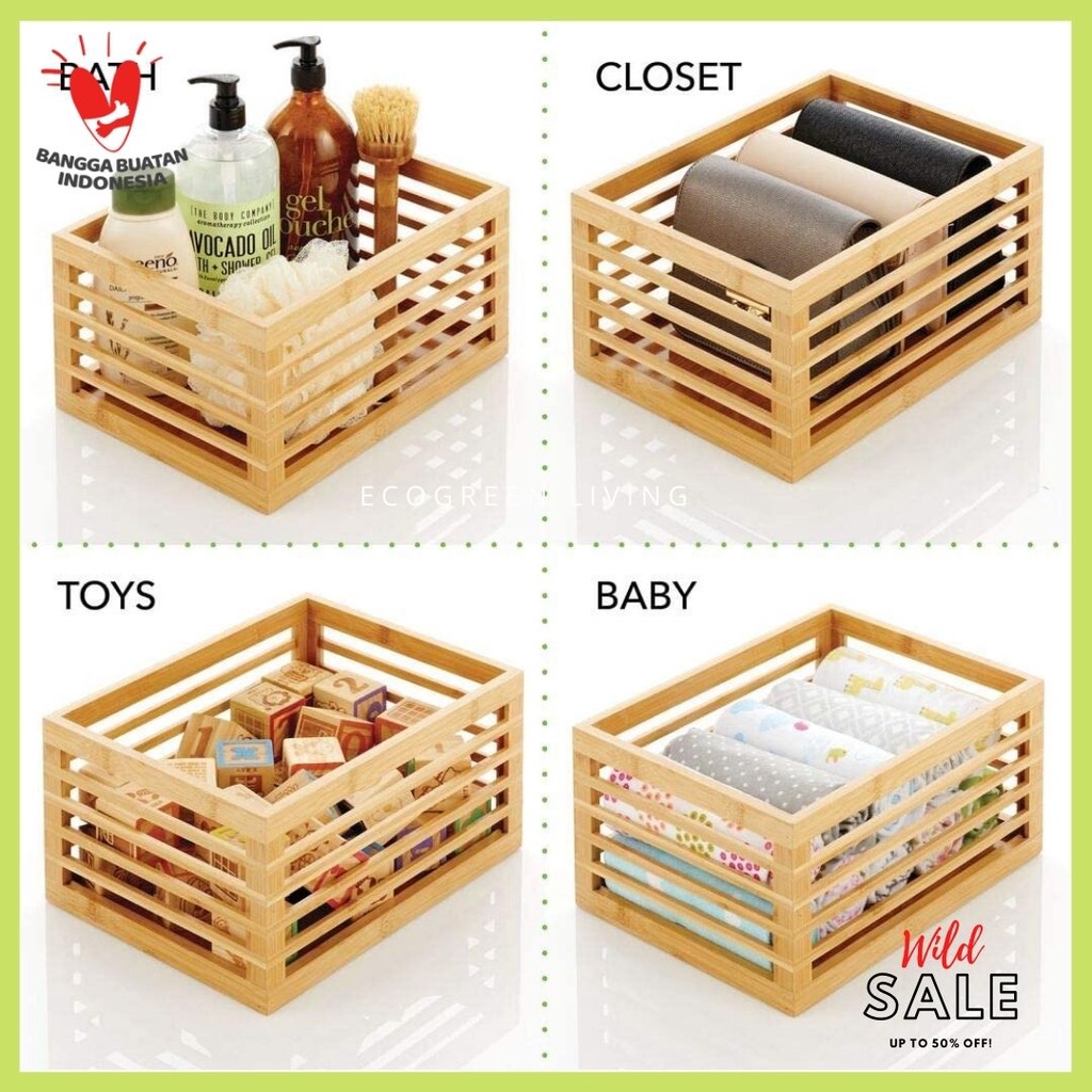 W002 - Box Storage Pine Wood / Kitchen Cabinet Pantry Organizer Bin / Multipurpose box (PINE WOOD)