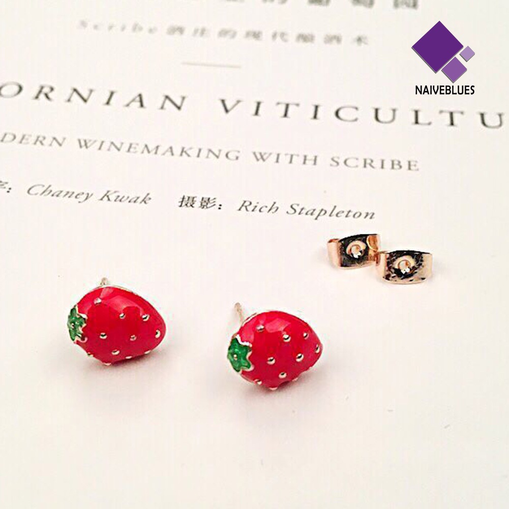 Anting Stud Desain Buah Strawberry Semangka Untuk Wanita