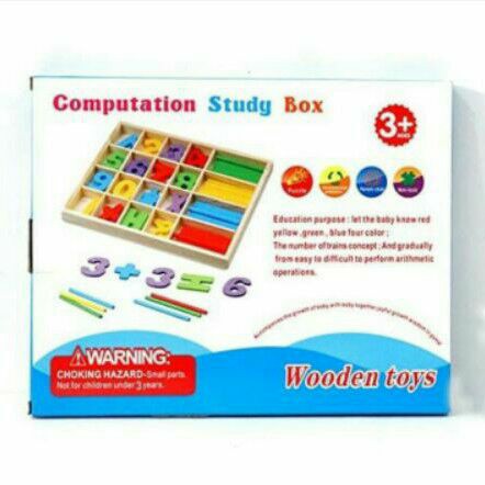 Wooden Toys Computation Study Box / Mainan Kayu Belajar Berhitung Dan Warna