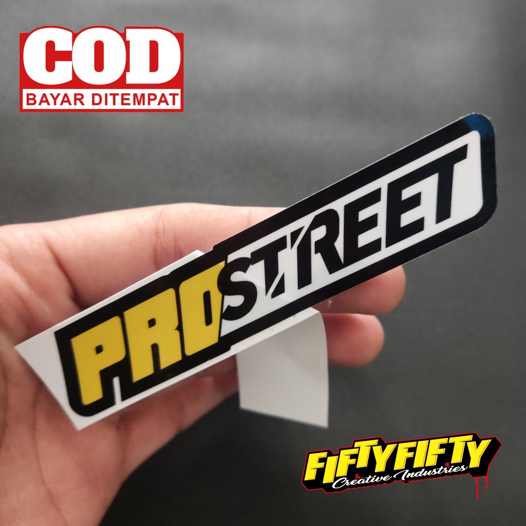 Stiker Print Cut PROSTREET Kuning Stiker Printing Laminasi Glossy Tahan Air Stiker Motor Mobil Helm Sudah Membentuk Pola Desain