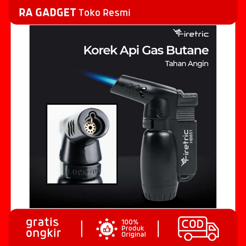 Firetric Korek Api Gas Butane Torch Jet Windproof Unik Outdoor Isi Ulang Tahan Angin / Kepala Flame 