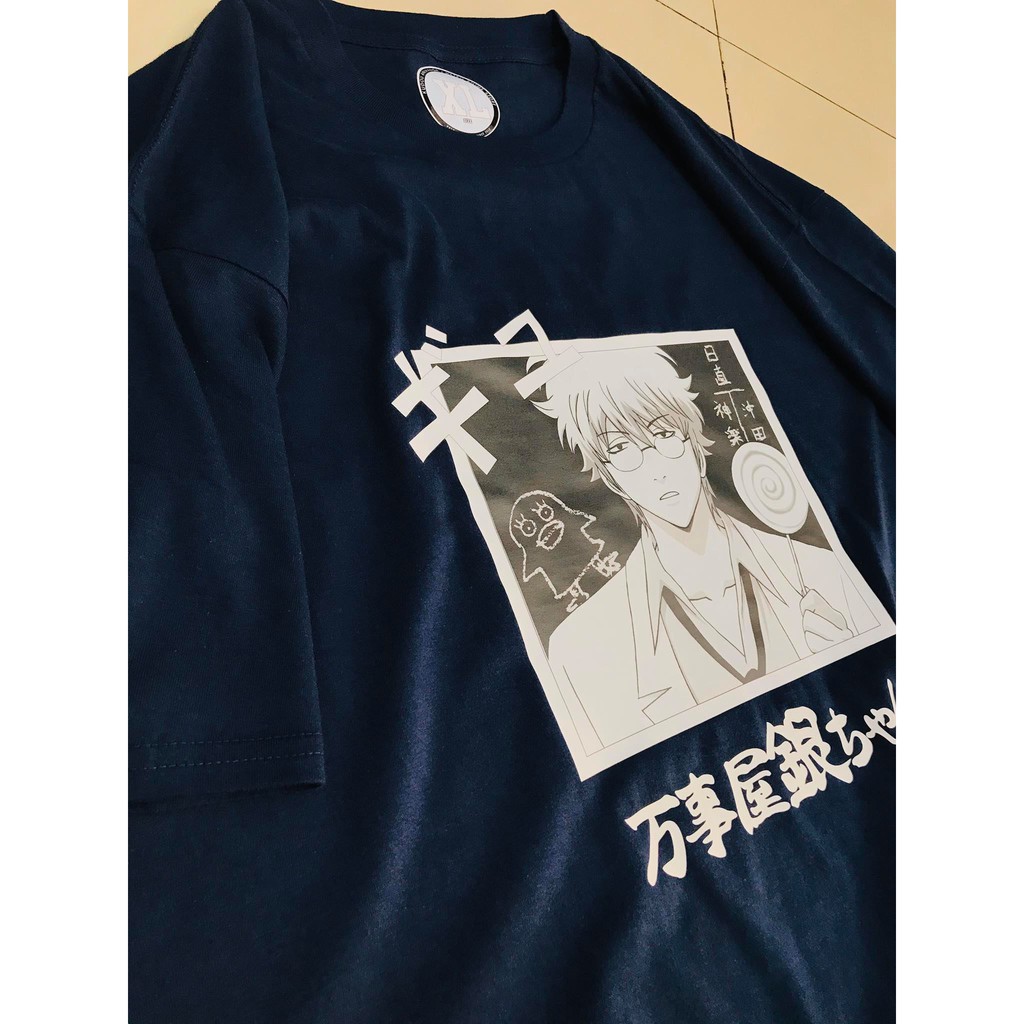 Oversized Gintama Sakata Gintoki Streetfashion Tshirt Kaos Anime Manga Shiroyasha Streetwear