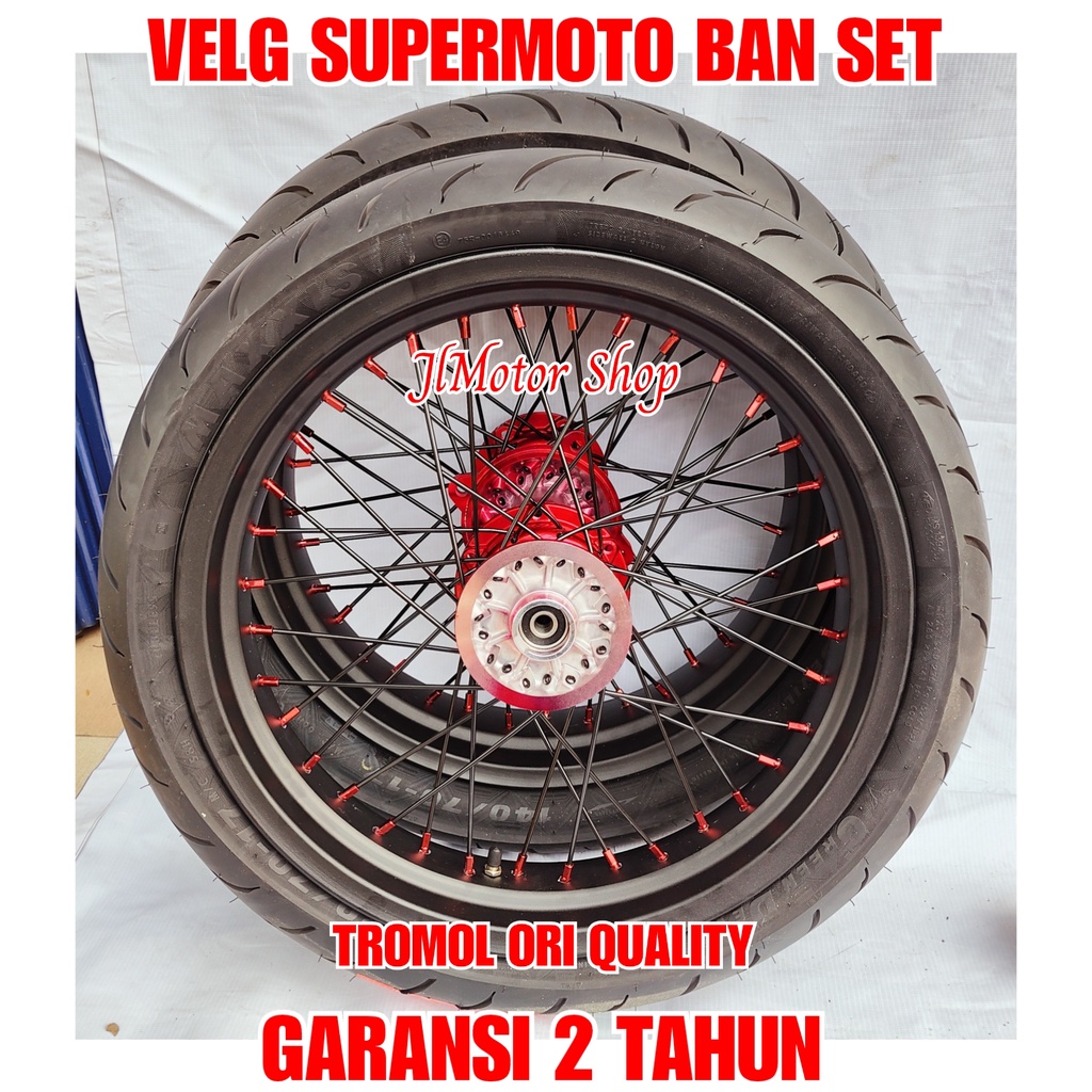 PAKET PELEK VELG BAN SET SUPERMOTO HONDA CRF150 CRF 150 L CRF150L PLUS BAN MAXXIS IRC ZENEOS FREE PIRINGAN CAKRAM REQ Top 1 -  WHELLSET WHEELSET VELG SUPERMOTO CRF 150 CRF150 L CRF150L