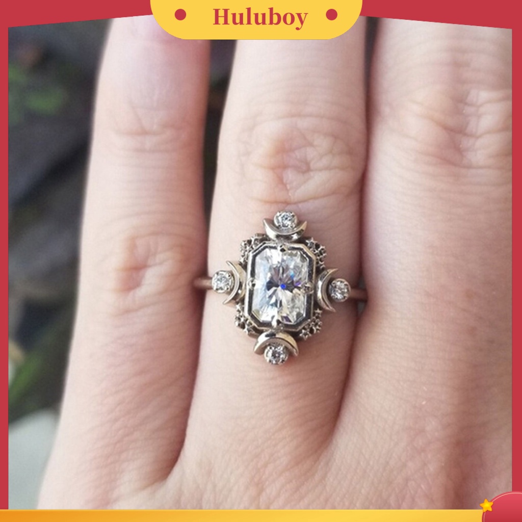 Hu Hu Hu Hu Hu Alat Bantu Pasang Kacamata♡ Cincin Wanita Bentuk Kotak Hias Batu Permata Merahberlian Imitasi Electroplating Untuk Pernikahan