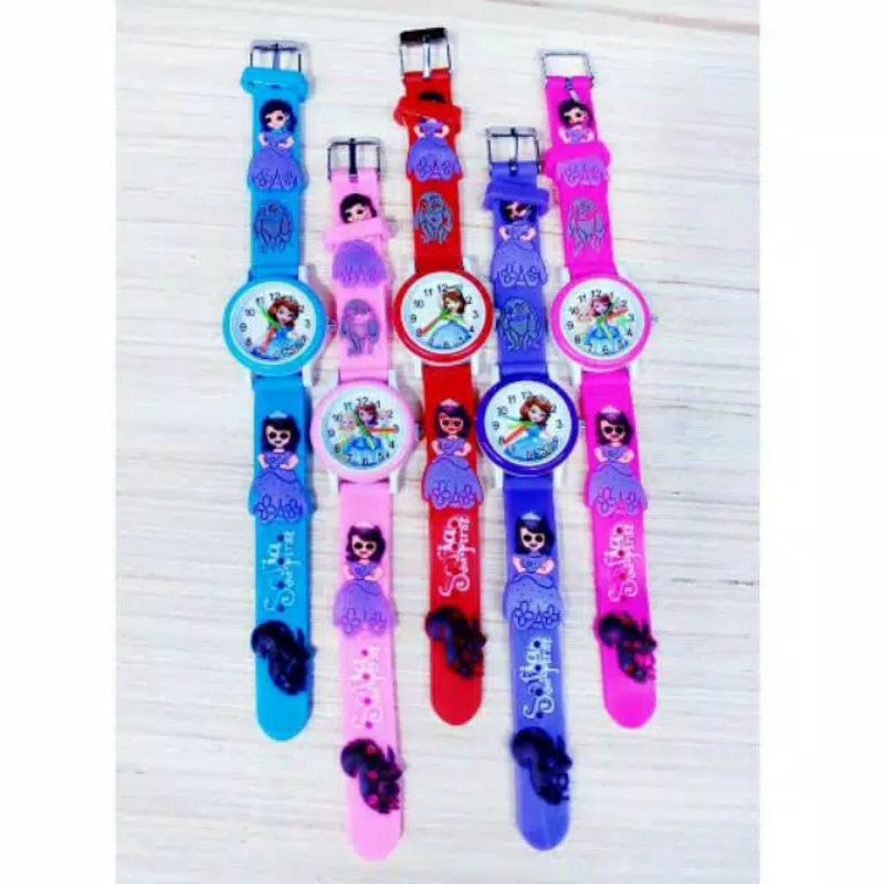 (Grosir)Jam Tangan Anak&quot; Timbul Sofia Strap Rubber(Terima Cod)