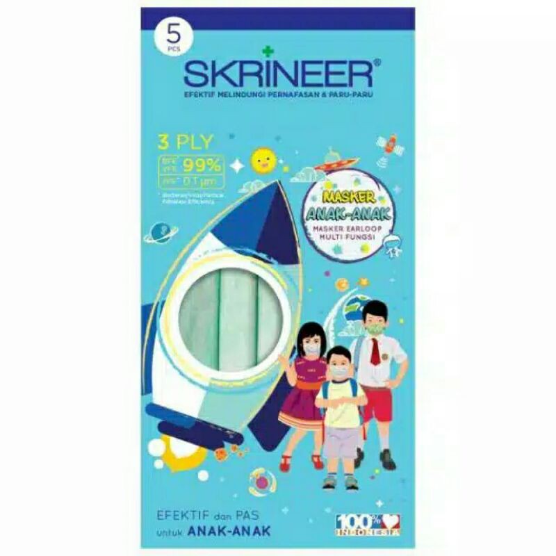 masker skrineer anak 3 ply
