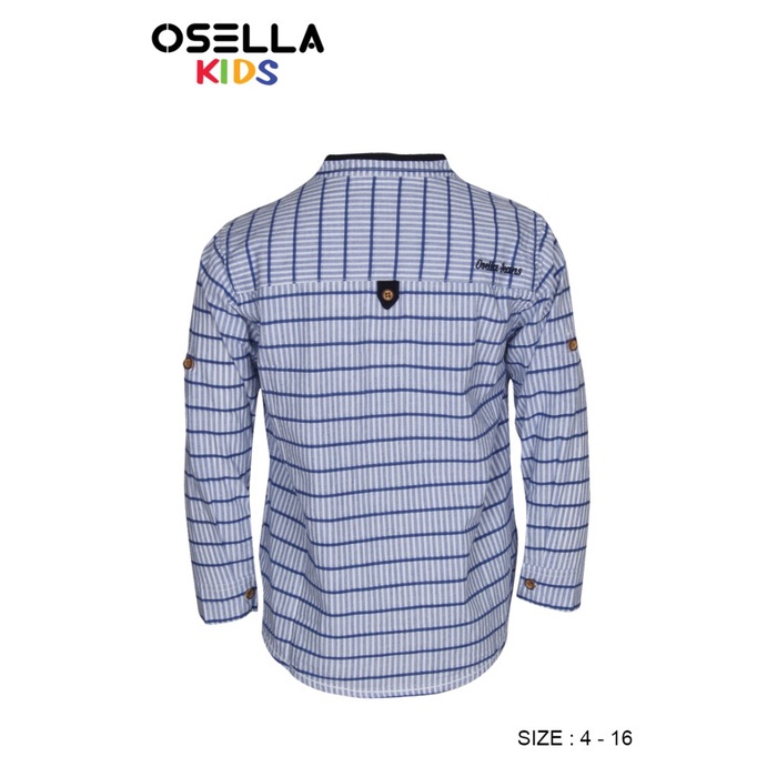 Osella Baju Anak Laki-Laki Kemeja Lengan Panjang Koko Stripe Blue-1