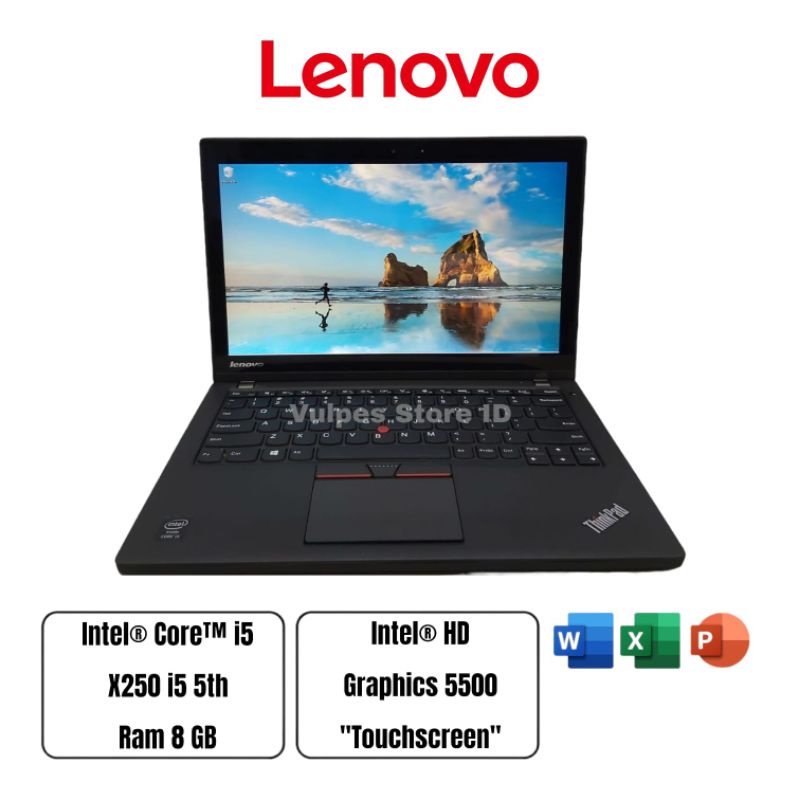 Laptop lenovo thinkpad X250 i5 gen 5th touchscreen ram 4gb ssd 128gb second