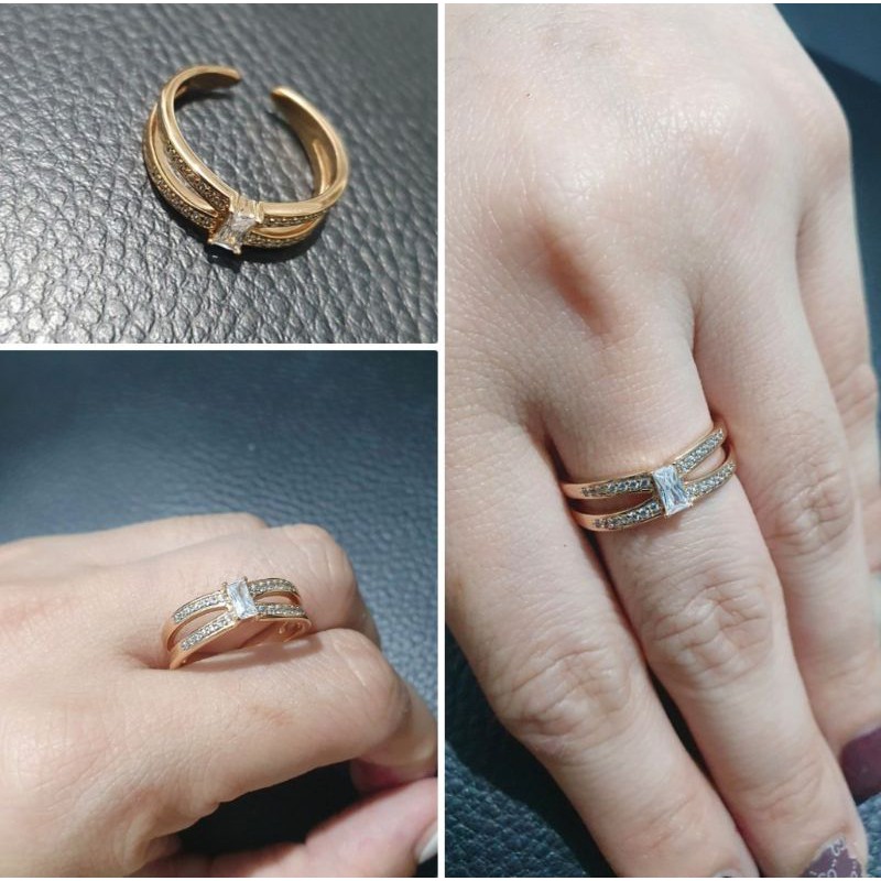 Cincin Premium Quality Lapis emas anti karat anti alergi Ring Berlian Silver mata size 6 7 8