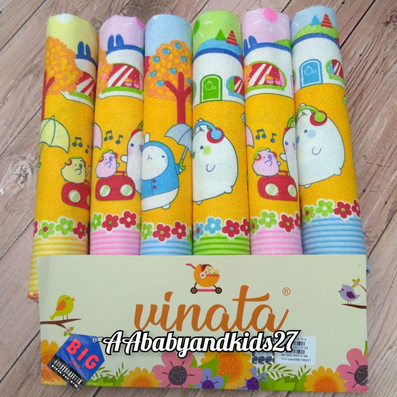 1Pak Isi 6PC Bedong Bayi Bahan Flanel Vinata Kualitas Premium Ukuran 110x90 Cm Lembut dan SNI