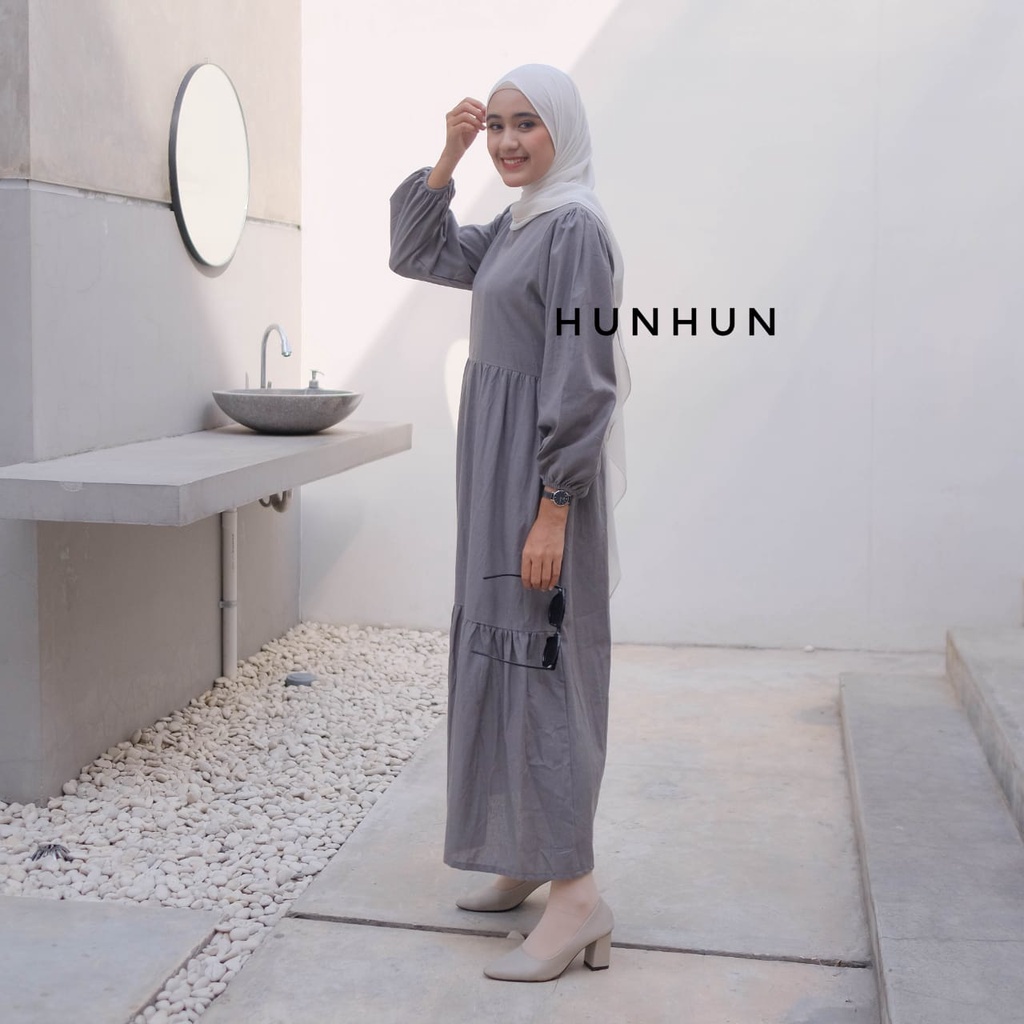 Almira Dress Linen Premium Gamis Linen Hits Termurah Pusatgrosir_solo