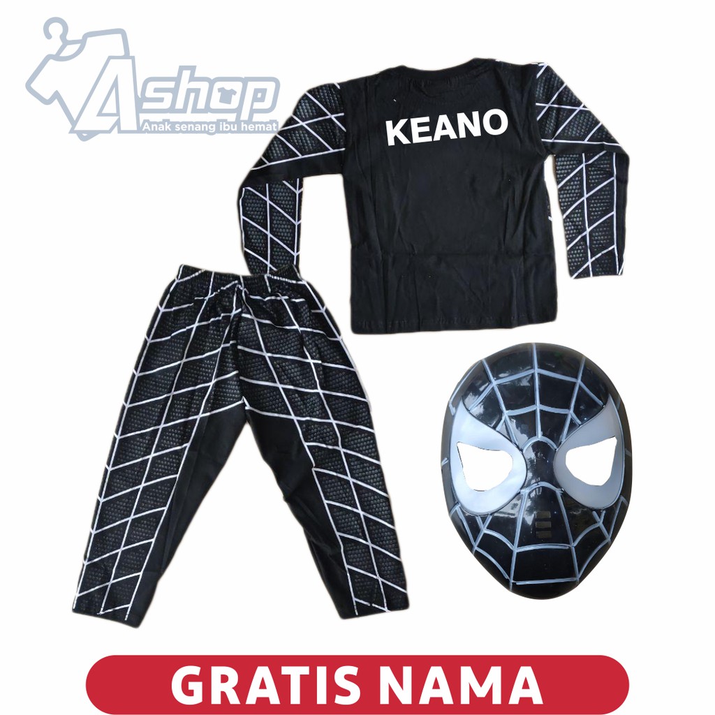 Kostum Spiderman Hitam Bertopeng