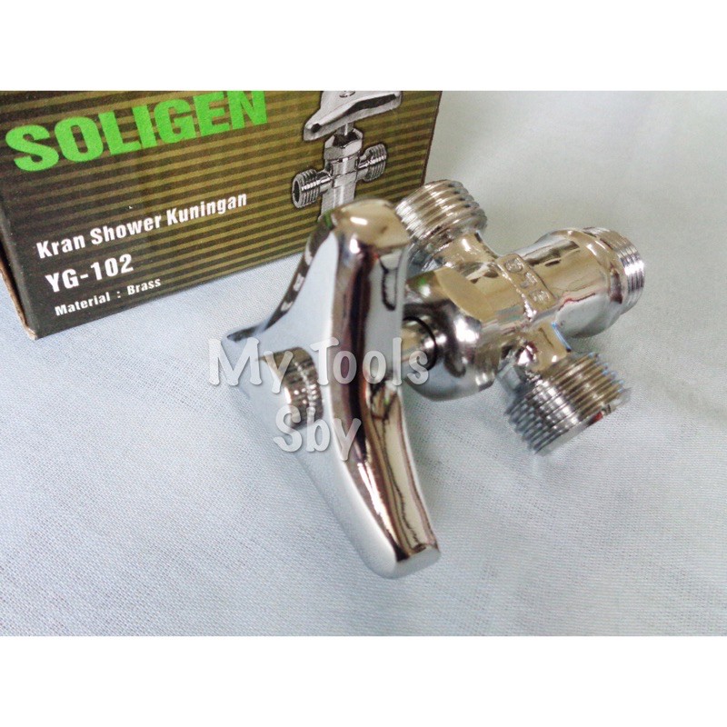 Stop Kran / Keran Shower T Kuningan Full Chrome Soligen 102