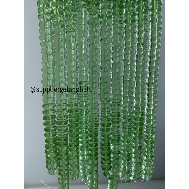 batu rondelle Stone Beads 3 x 8mm green quartz pembatas tasbih kuarsa