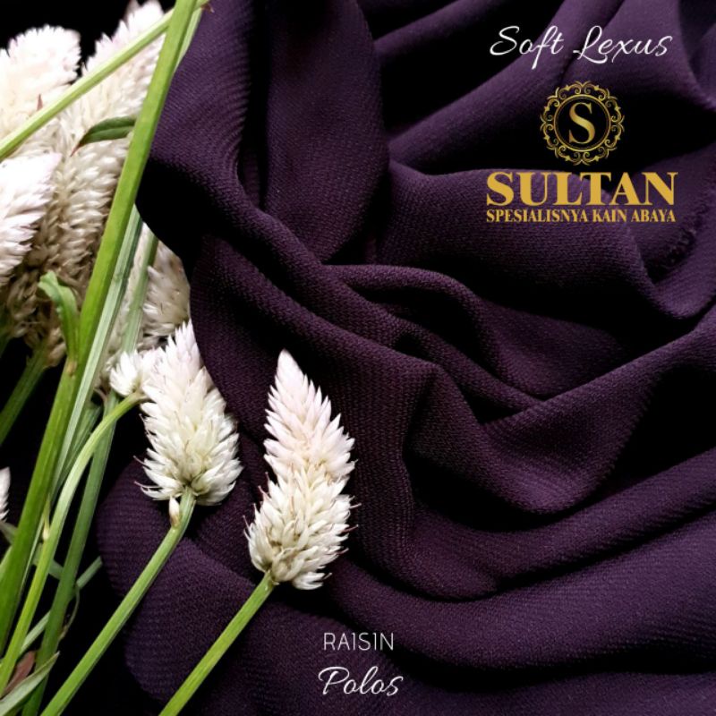 kain abaya sultan soft lexus warna raisin polos harga per 50 cm