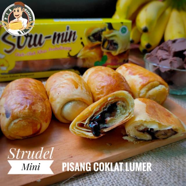 

BAKPIA/PIA PISCOK MANALAGI Stru-min Strudel Mini Pisang Coklat Lumer