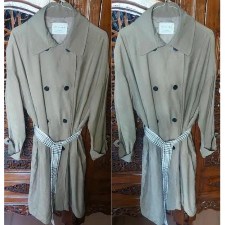 long coat import korea katun big size Ld 126 jumbo mantel jaket musim dingin coklat susu