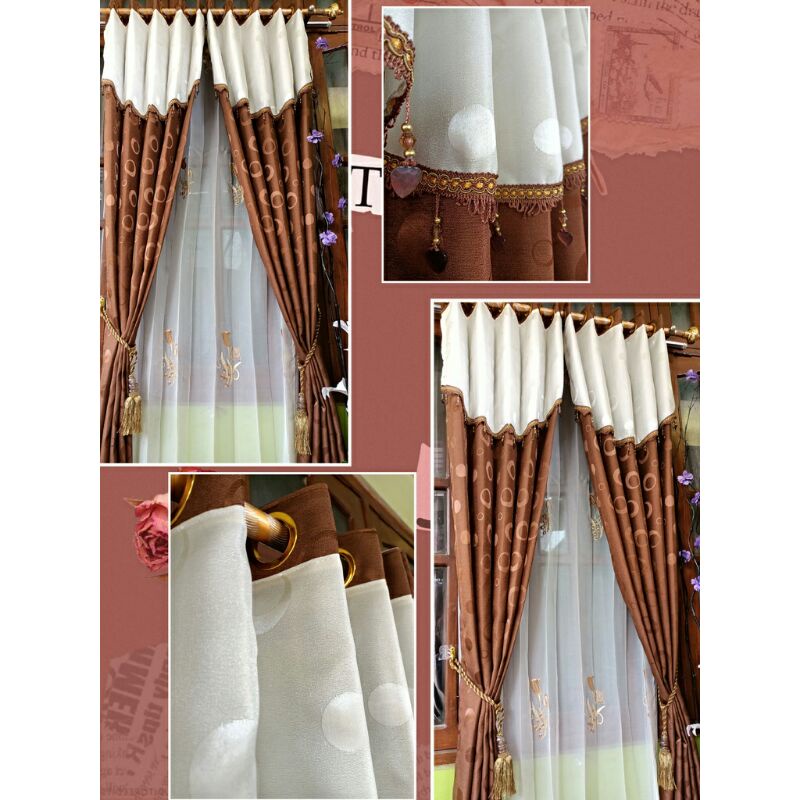 Hordeng Rumbai Poni Gorden Polkadot Poni Tempel Korden Terbaru Ruang Tamu Gorden Motif Polkadot Mini