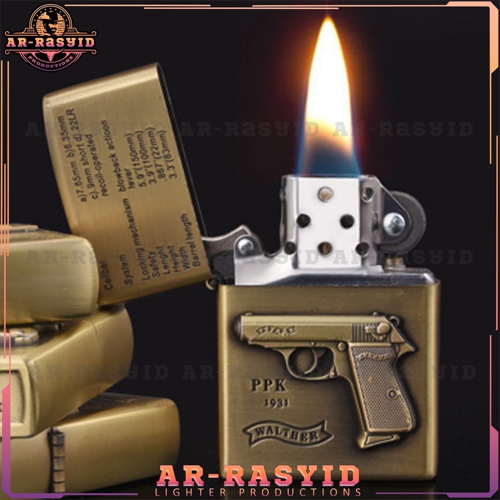 BISA COD!! Korek Api Roda Api Minyak Jiantai Motif Pistol Walther JT-6059