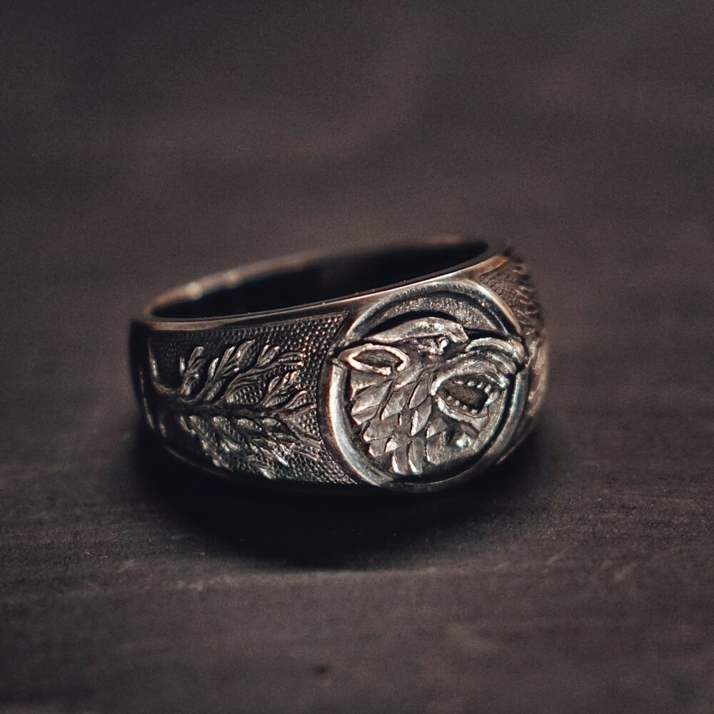 Cincin Bahan Stainless Steel 316l Desain Serigala Game Of Stark Gaya Vintagepunkbiker Untuk Pria